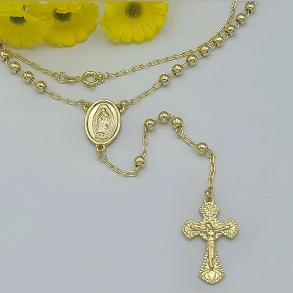 Our Lady of Guadalupe Rosary. 14K Color Gold Plated. Rosario Virgen Guadalupe - Picture 3 of 4